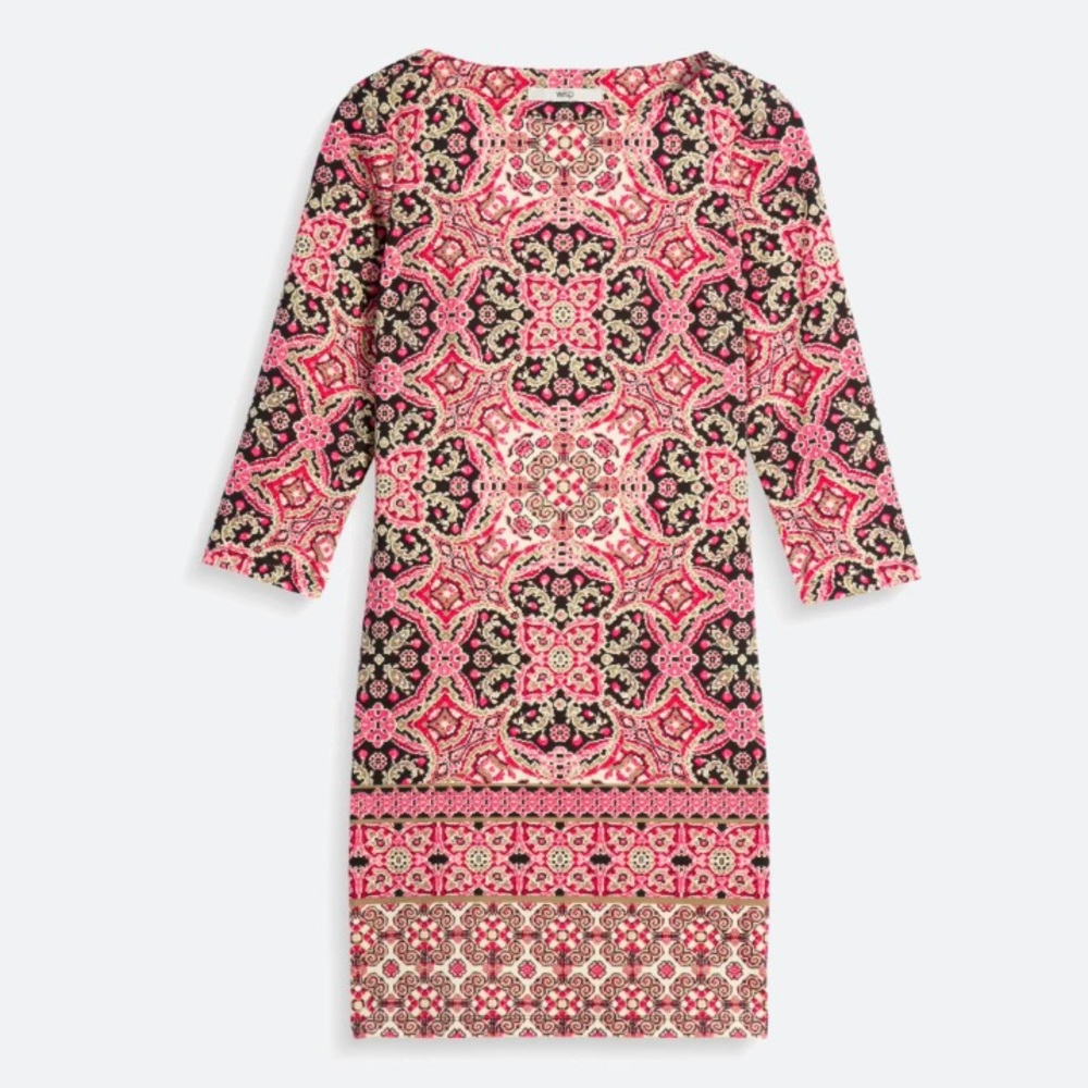 [Wisp] Stitch Fix Karis Ponte 3/4 Sleeve Panel Print Dress